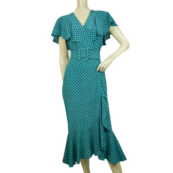 Michael Kors Collection Silk Turquoise Black dress